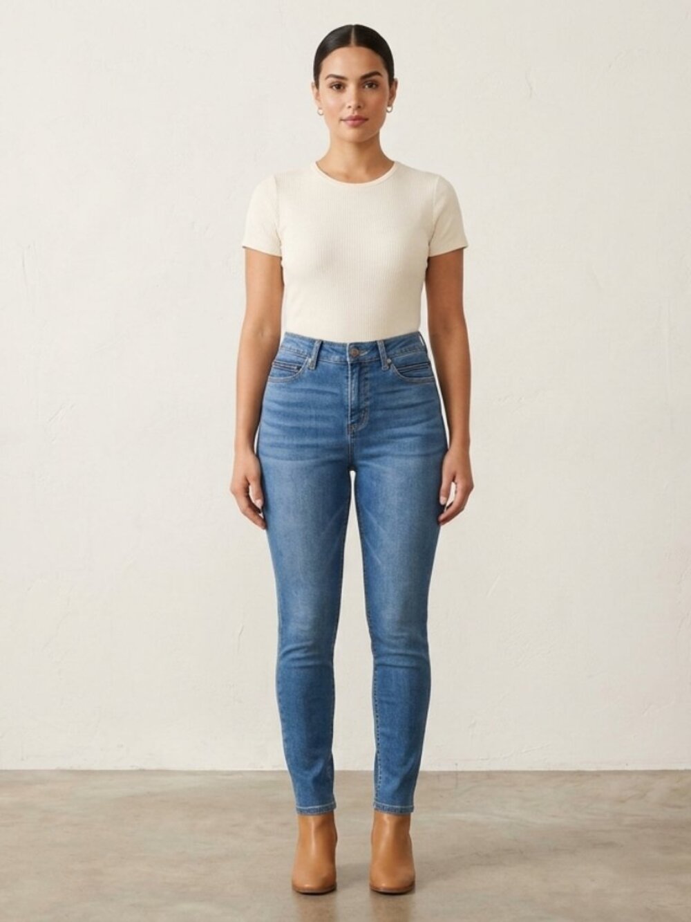 Sag Harbor Stretch Denim Skinny Jeans Women Blue Tapered Leg Scoop Pocket Size 0